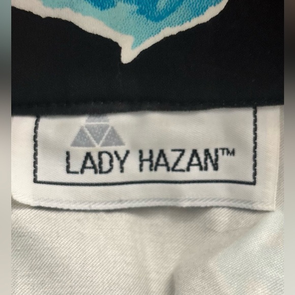 Lady Hazan Blue Rose Design Elegant Button Down Women’s Large - Picture 3 of 3